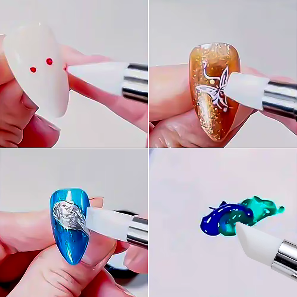 Stylo à points en Silicone pour Nail Art, Double tête, perceuse, strass, sélecteur de pierres précie