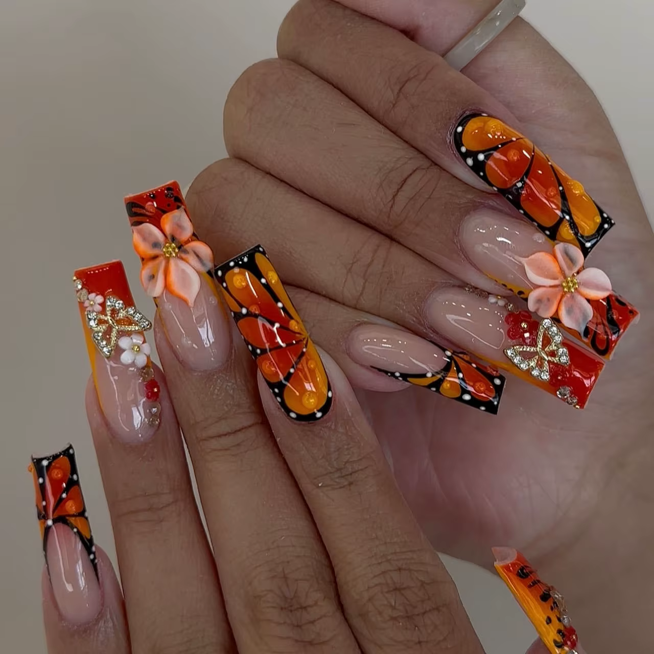24 pièces rose imprimé léopard presse sur ongles carré faux ongles diamant Y2k faux ongles français