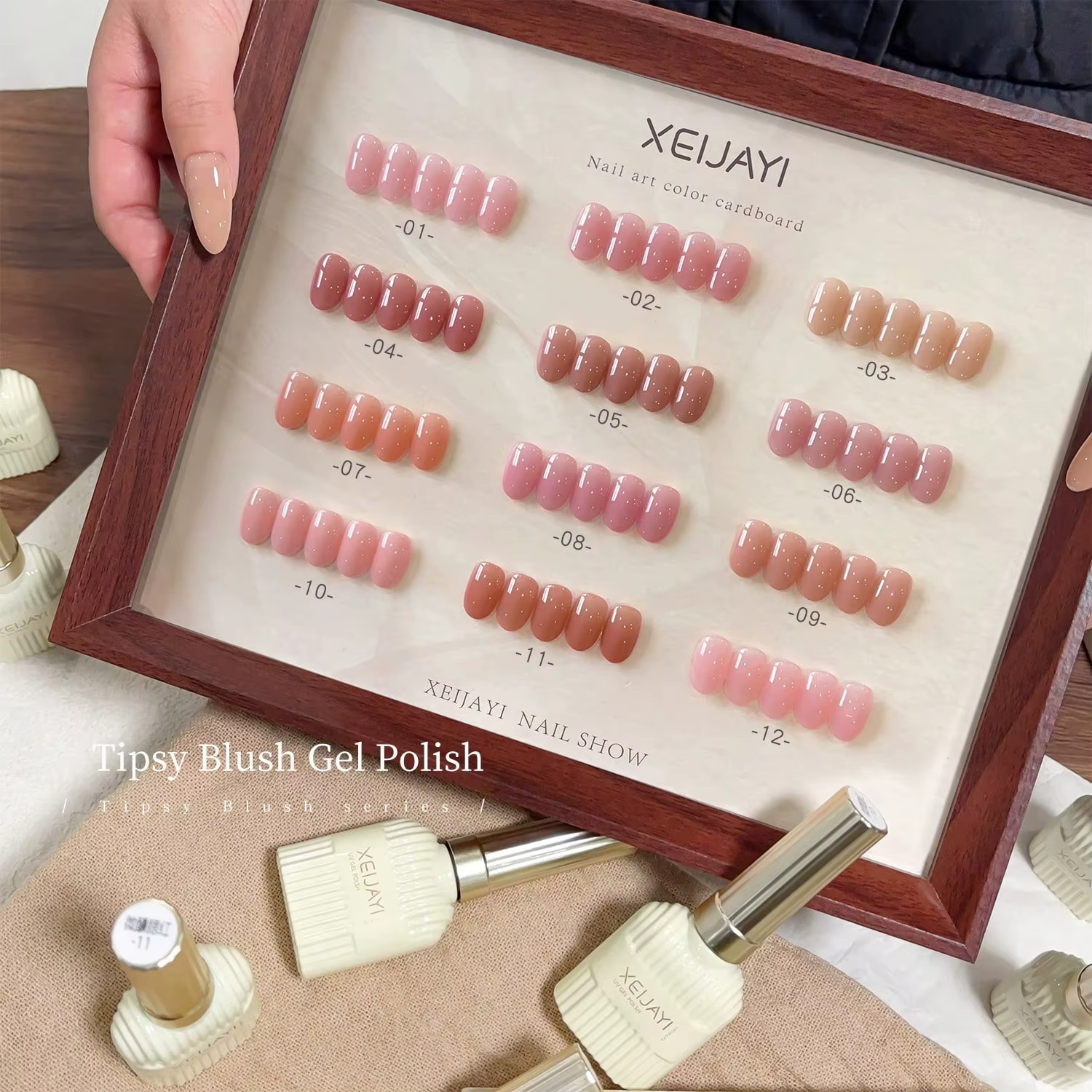 XEIJAYI 12 pièces 15ml gel à ongles rose populaire, ferme et durable, amovible UV/LED, adapté pour l