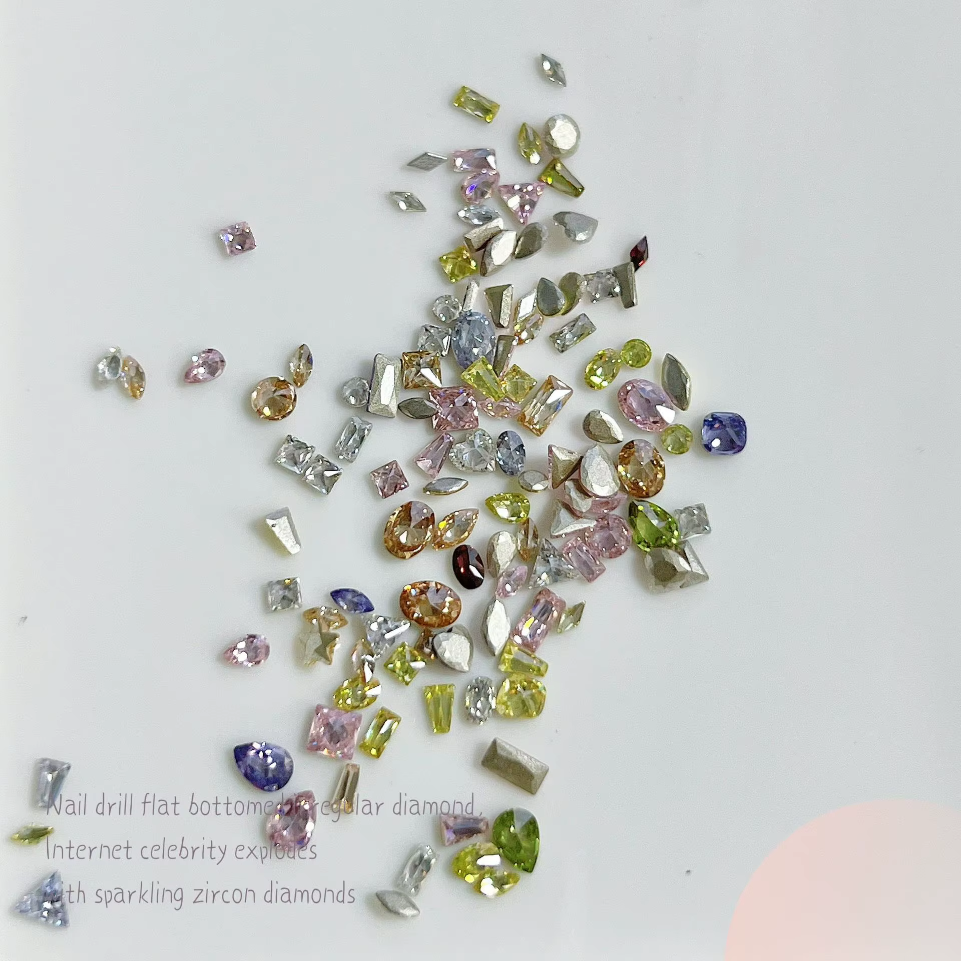 K9 perceuse à ongles Mini 5A Zircon diamant couleur mixte fond plat scintillant bord inversé Zircon