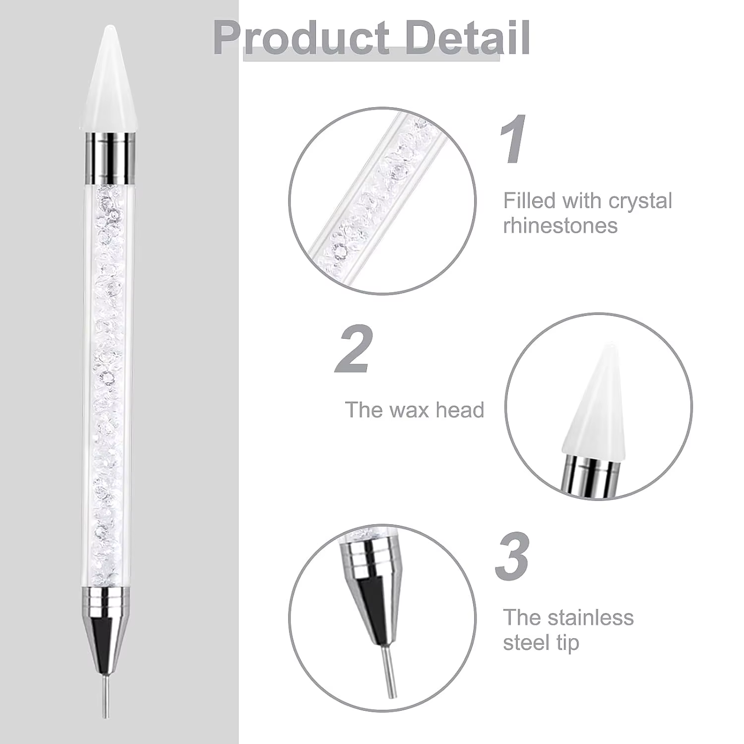 PINCEF-Stylo de pointage en biscuits avec 6 pointes d'avertissement supplémentaires, manucure à extr