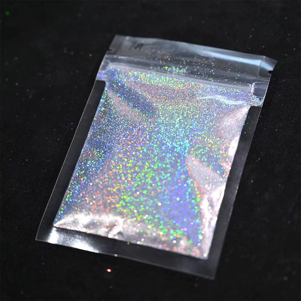Paillettes holographiques Laser arc-en-ciel pour ongles, 0.2MM, poudre scintillante pour ongles, 10G