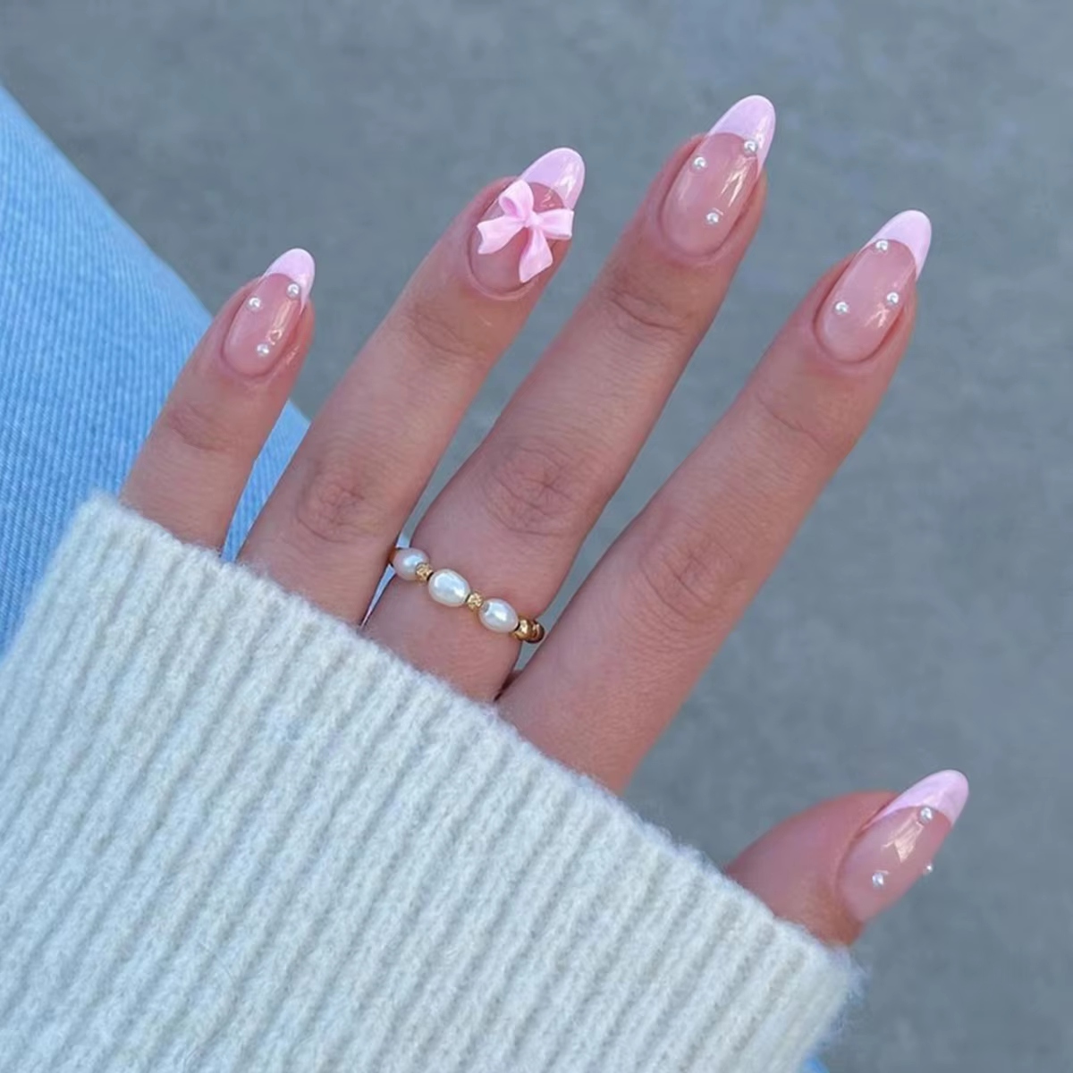 Nouveautés 24 pièces taille courte goutte d'eau française bords roses et nœuds de perles filles femm