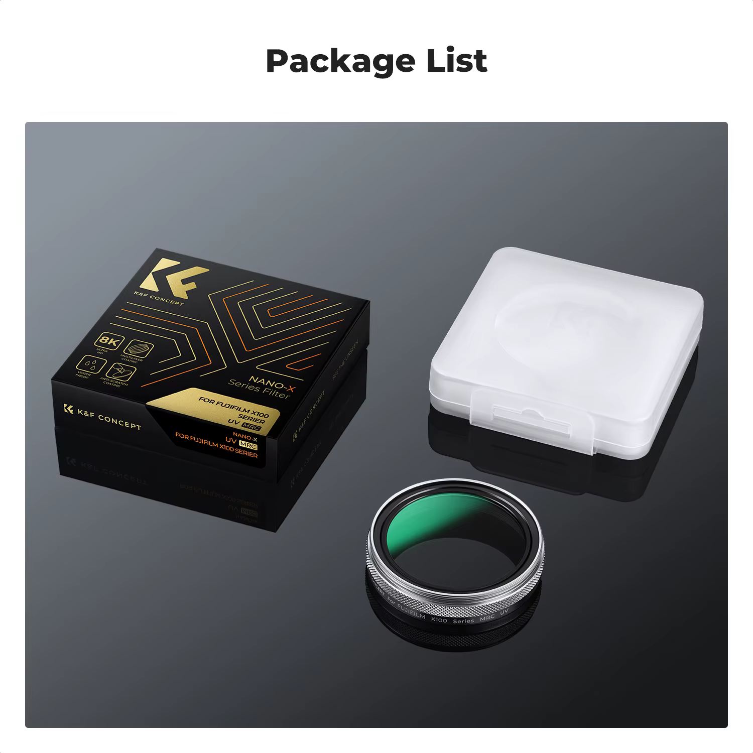 K & F Concept MCUV filtre UV 1/4 noir Pro filtre antibrouillard capuchon d'objectif pour Fuji X100 X