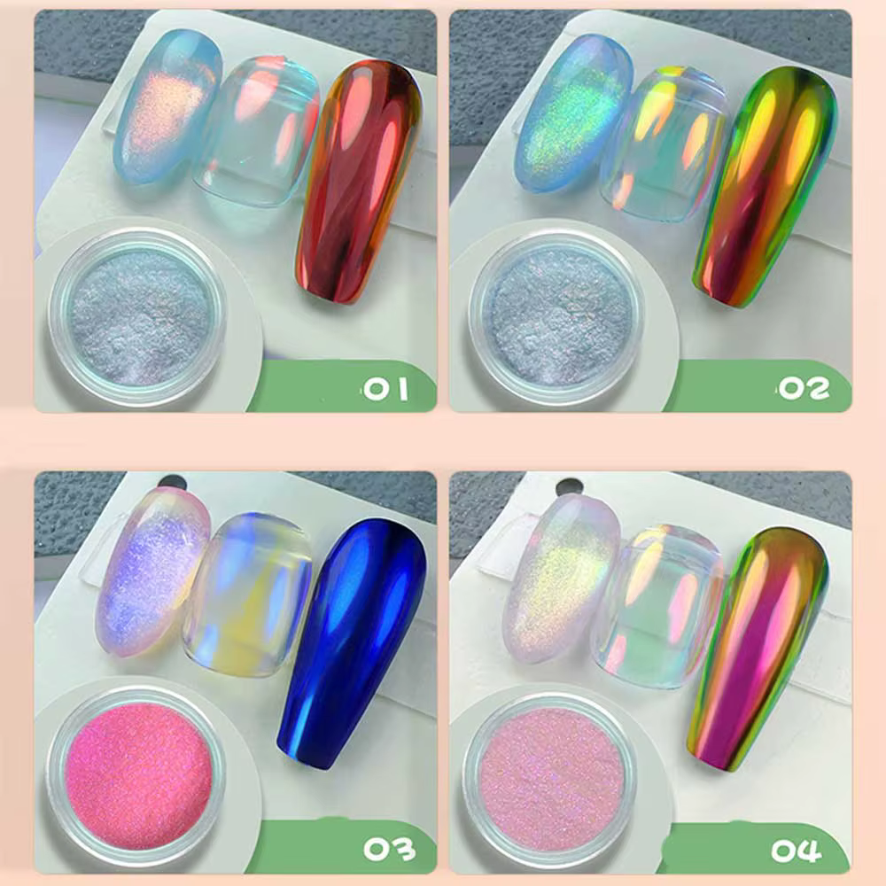 1 pot Chrome caméléon Aurora poudre à ongles effet métallique ongles paillettes Pigment miroir ongle