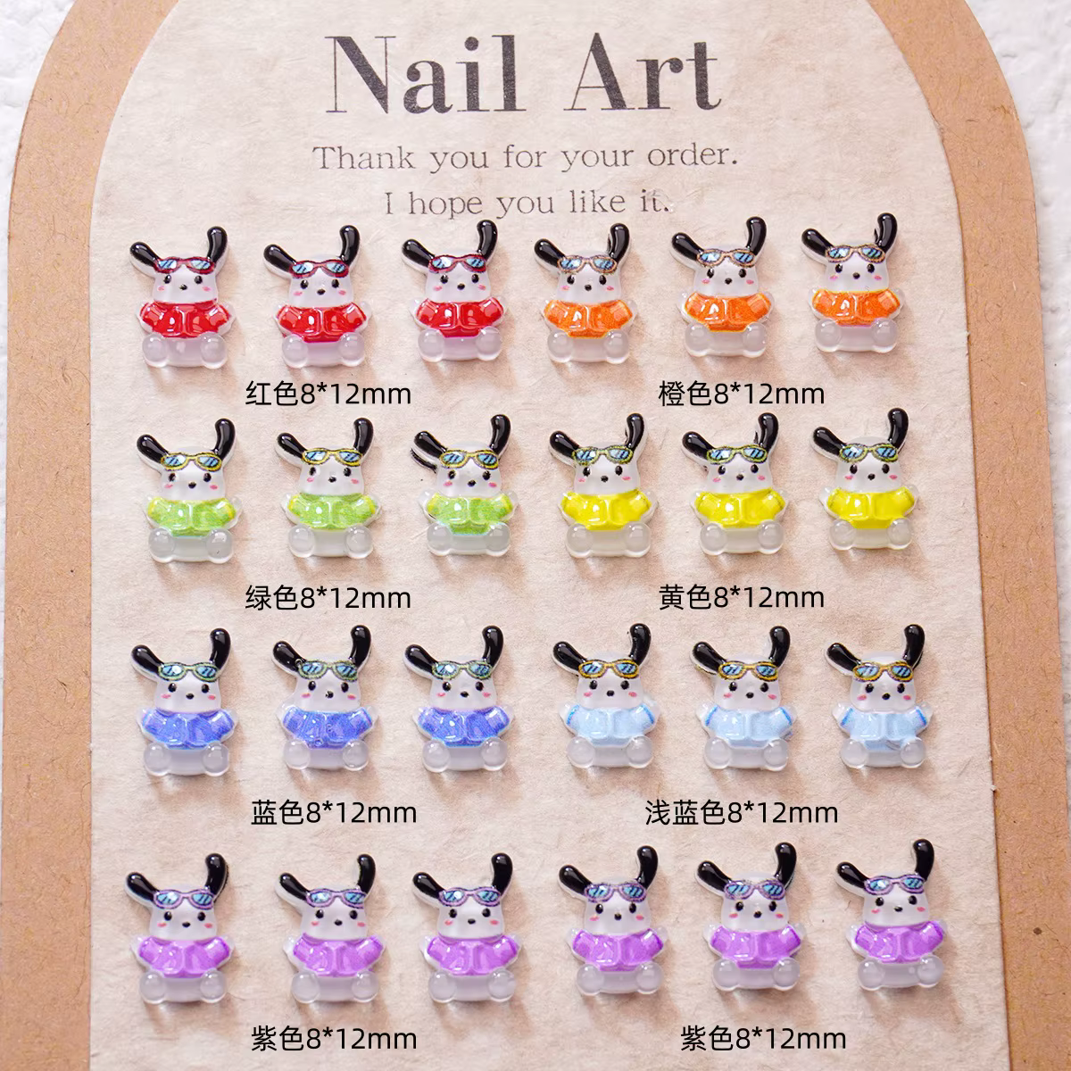 100 pièces/paquet de breloques pour ongles Happy Pochacco-art d'ongle de dessin animé 3D mignon, déc