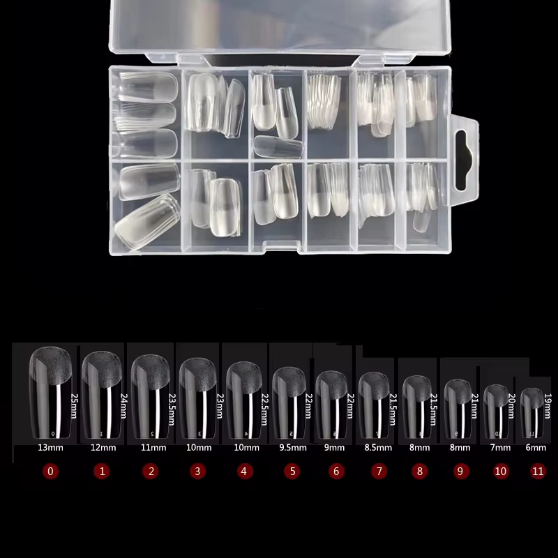 120 faux ongles semi-translucides transparents en forme de cercueil, capsules d'ongles à presser, à 