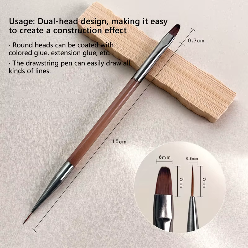 Brosse d'extension de Nail Art à double extrémité, 1 pièce, poignée en strass, pointe française pour