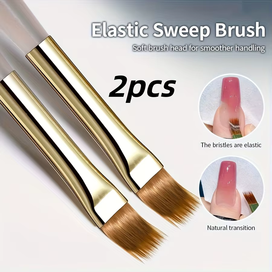 Brosse à ongles à poils larges et souples, 2 pièces, conception dégradée, poignée en acrylique, appl