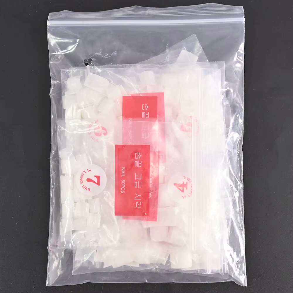 Faux ongles carrés en acrylique pour manucure des pieds, demi-couverture, gel souple, blanc, transpa
