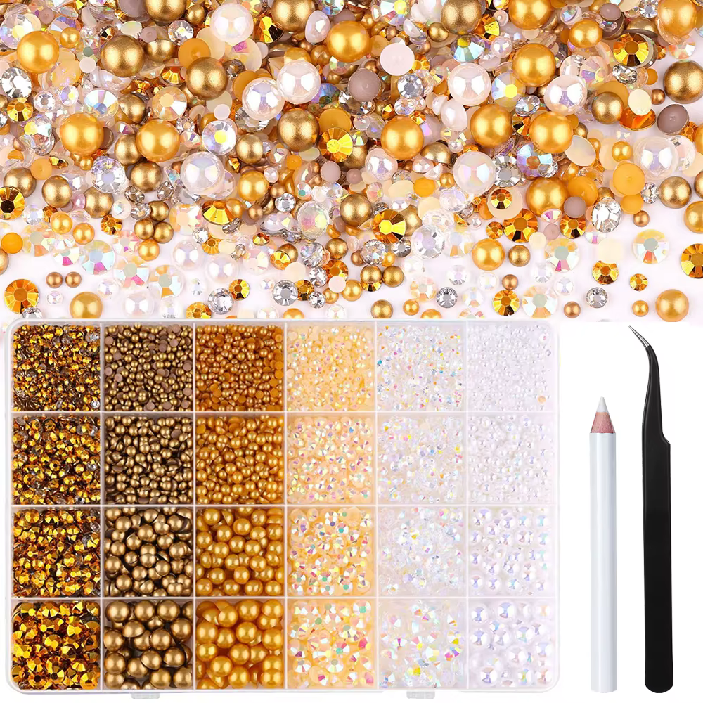 Environ 3500 pièces de strass pour Nail Art à dos plat, pierres précieuses en cristal pour bricolage