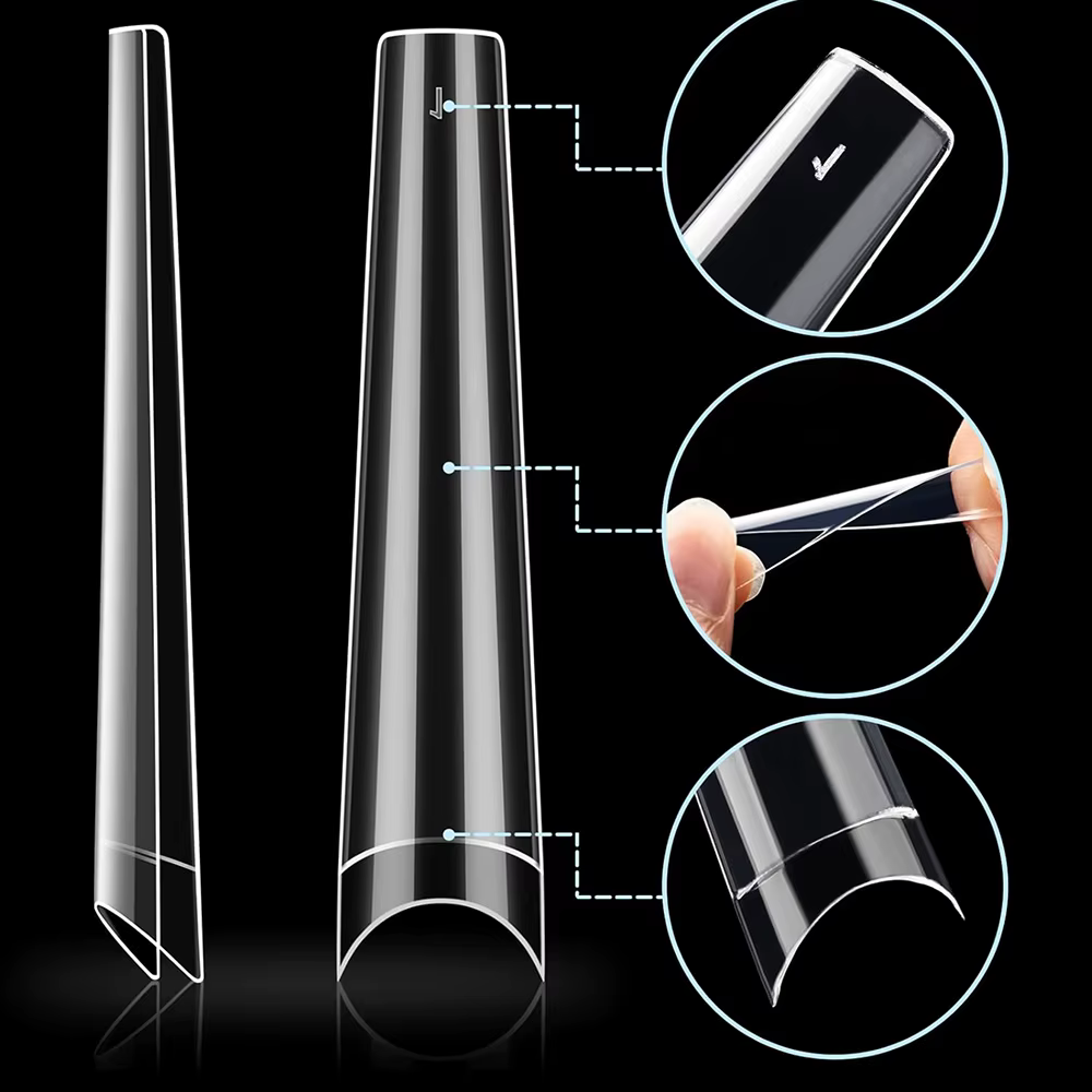 Embouts de cercueil longs et transparents, 120 pièces, pour Salons d'ongles en acrylique et Nail Art