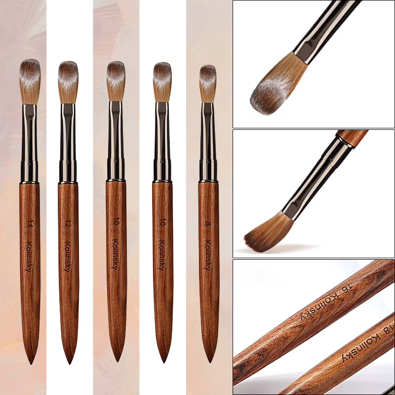 Brosse à ongles en acrylique 100% pur Kolinsky, manche en bois de santal, pour Application acrylique