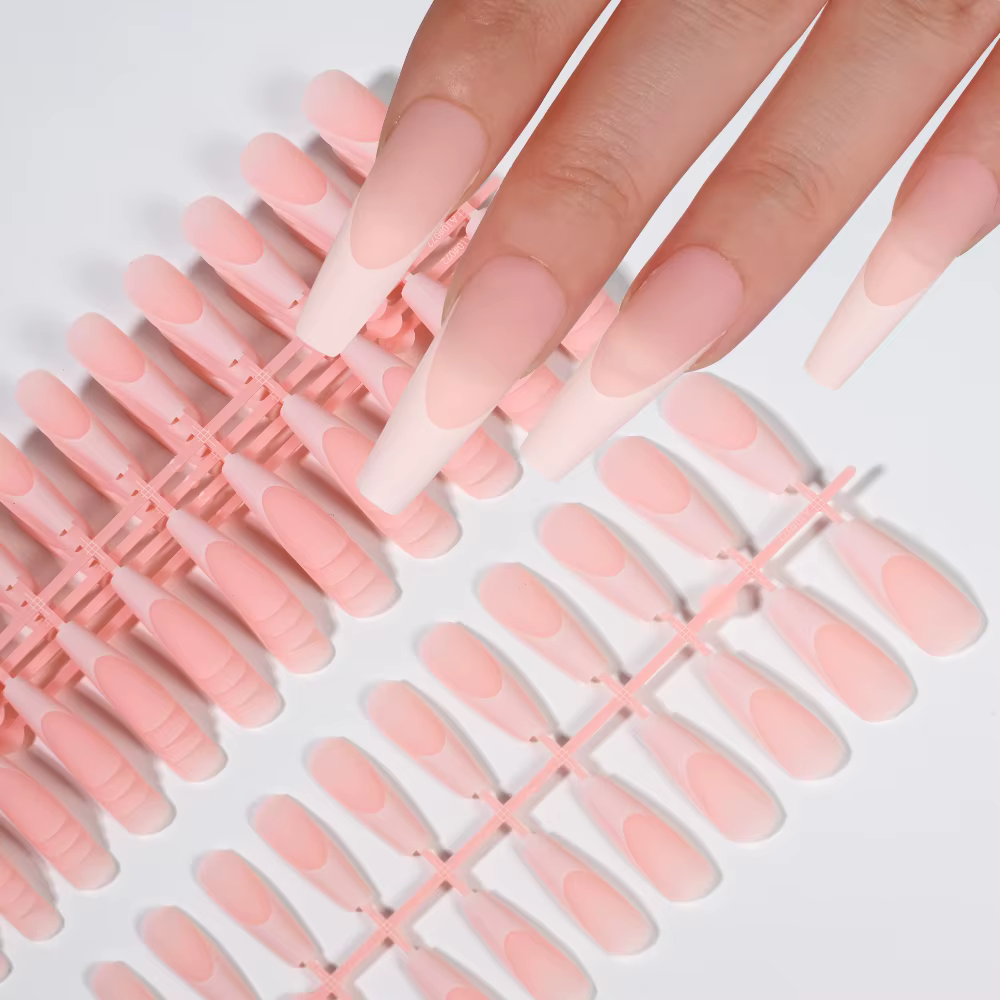 Faux-ongles en Gel français noir, 120 pièces, longs cercueil mats, à pression, 12 tailles, pré-durab