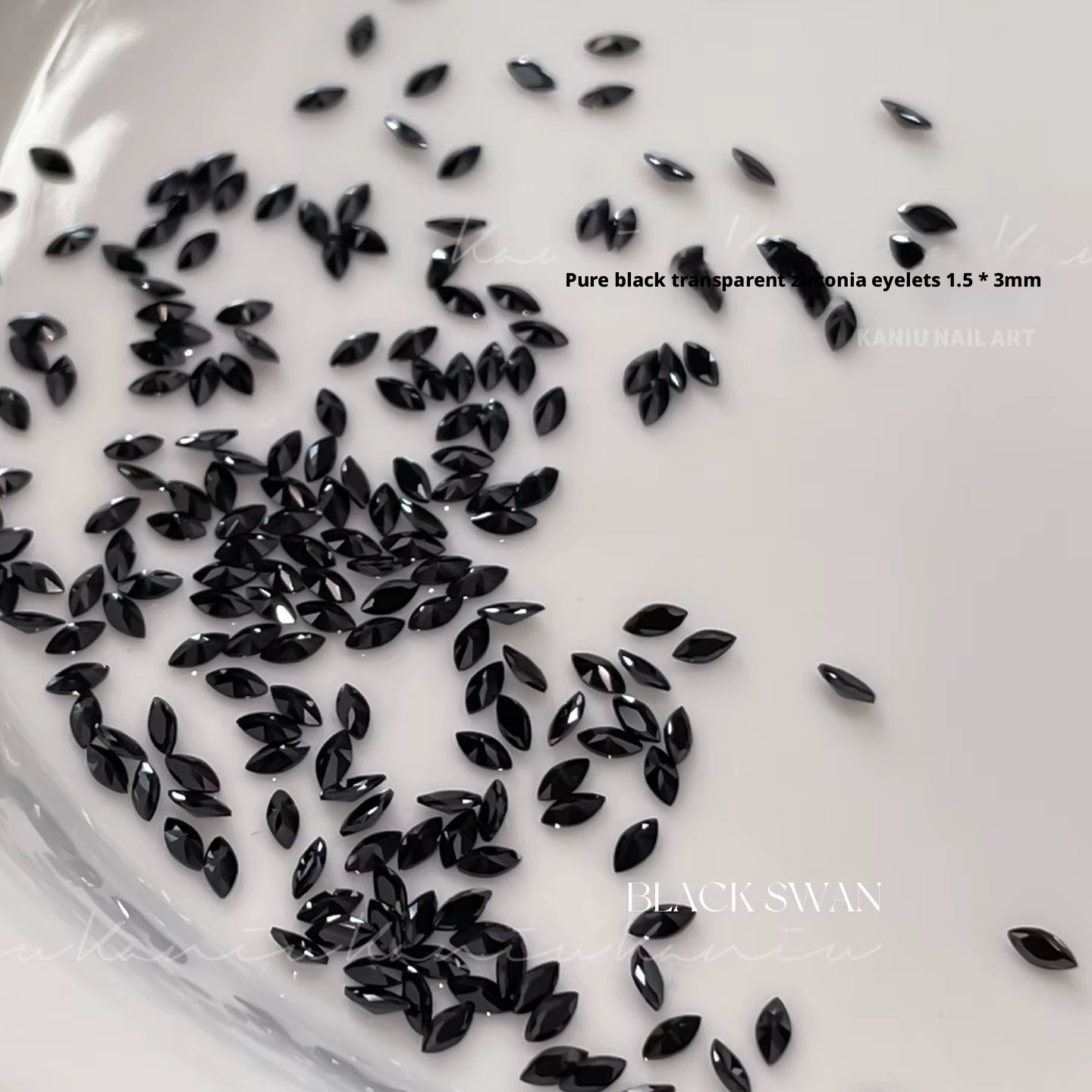 Kaniu Flash noir à dos plat Zircon Nail Art 5A Mini argent larme cygne strass matériel Kit