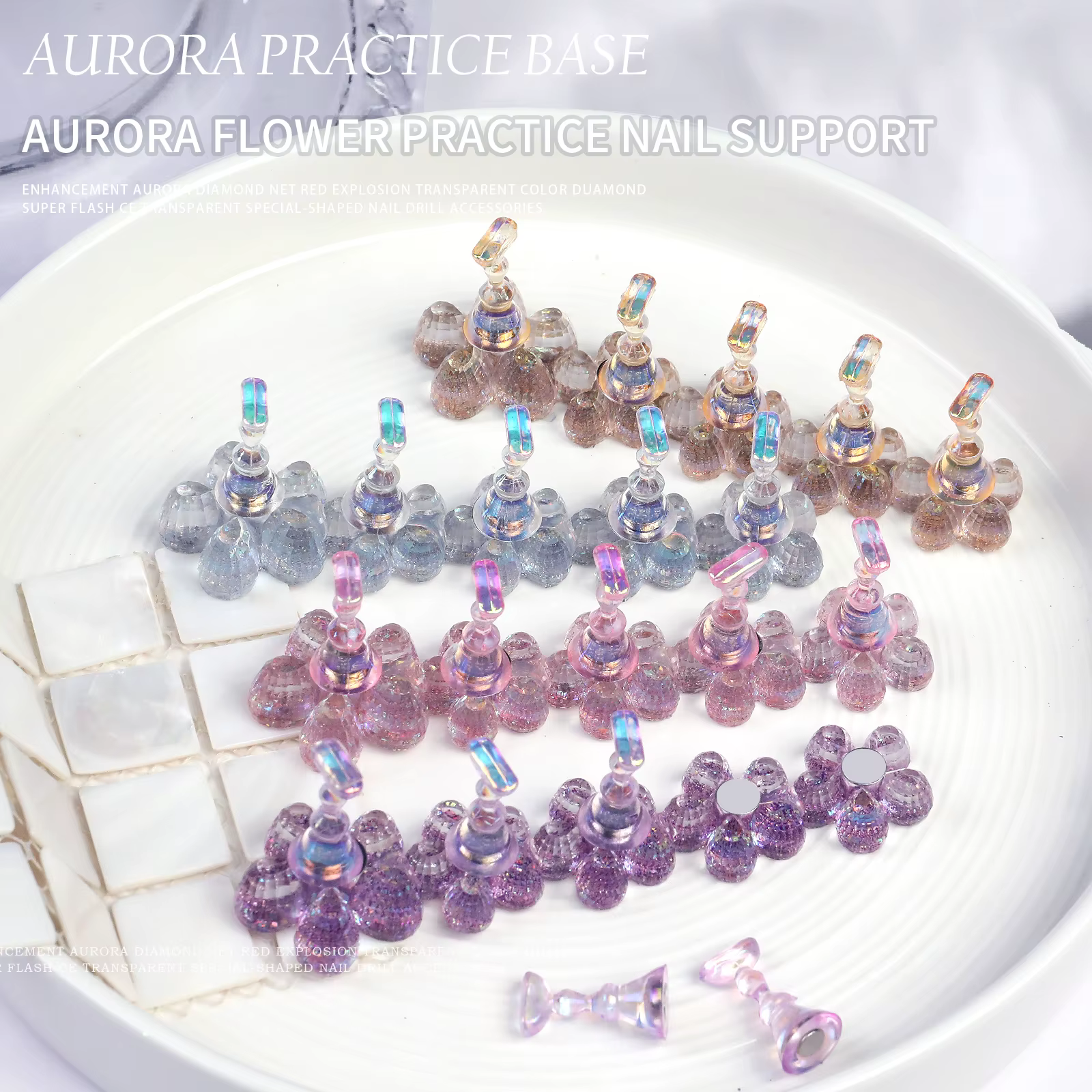 Présentoir magnétique de pointe d'ongle de fleur d'aurore de 1 pièce pour le manucure outil d'affich