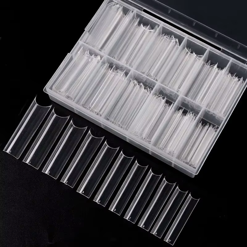 Faux ongles extra droits média, 240 pièces/boîte, longs, carrés, courbés, en ABS, N64.C, pour salon
