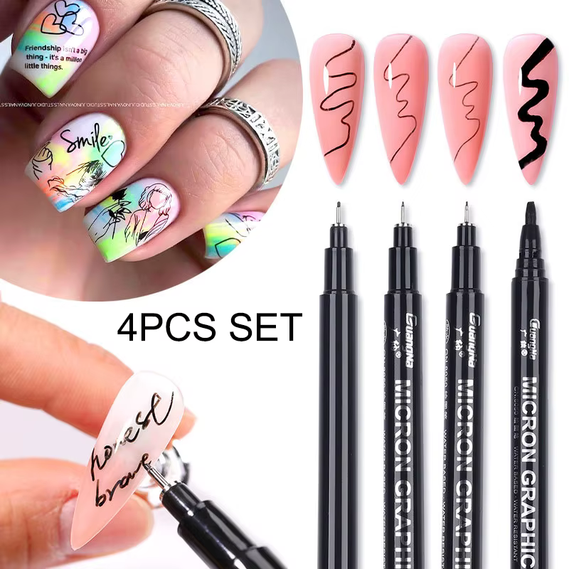 Nail Art Graffiti Pen Set 3D Black Gold Nail Art DIY stylo polonais ligne de peinture stylo manucure