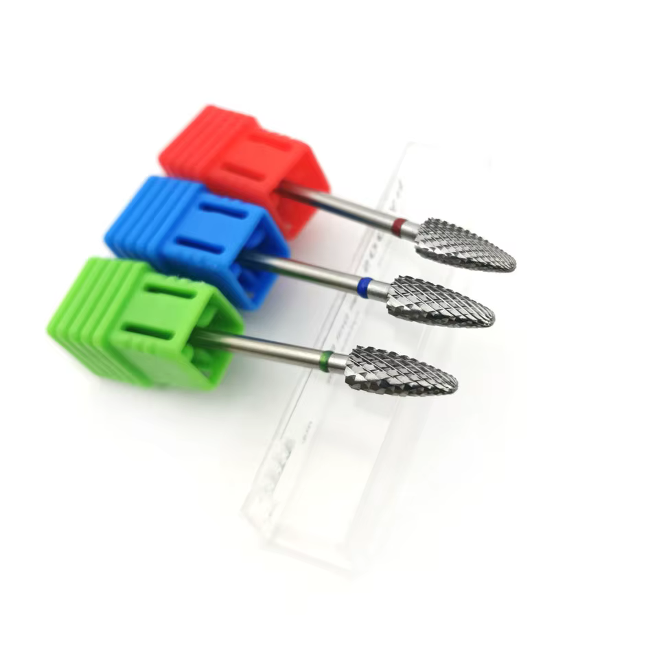 HYTOOS 5mm flamme peu 3/32 carbure forets à ongles manucure bavure enlever Gel électrique fraise acc