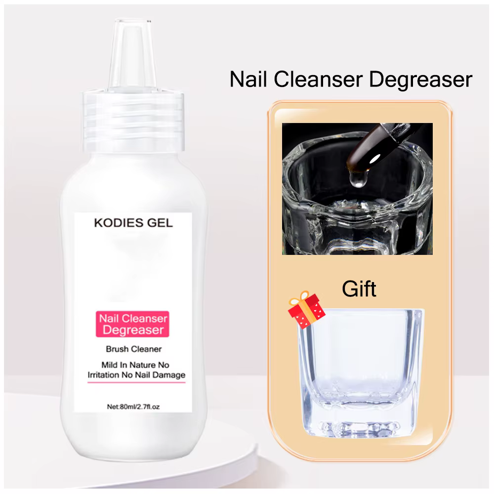 KODIES – nettoyant dégraissant pour ongles en GEL 80ML, liquide pour manucure, brosse en acrylique,