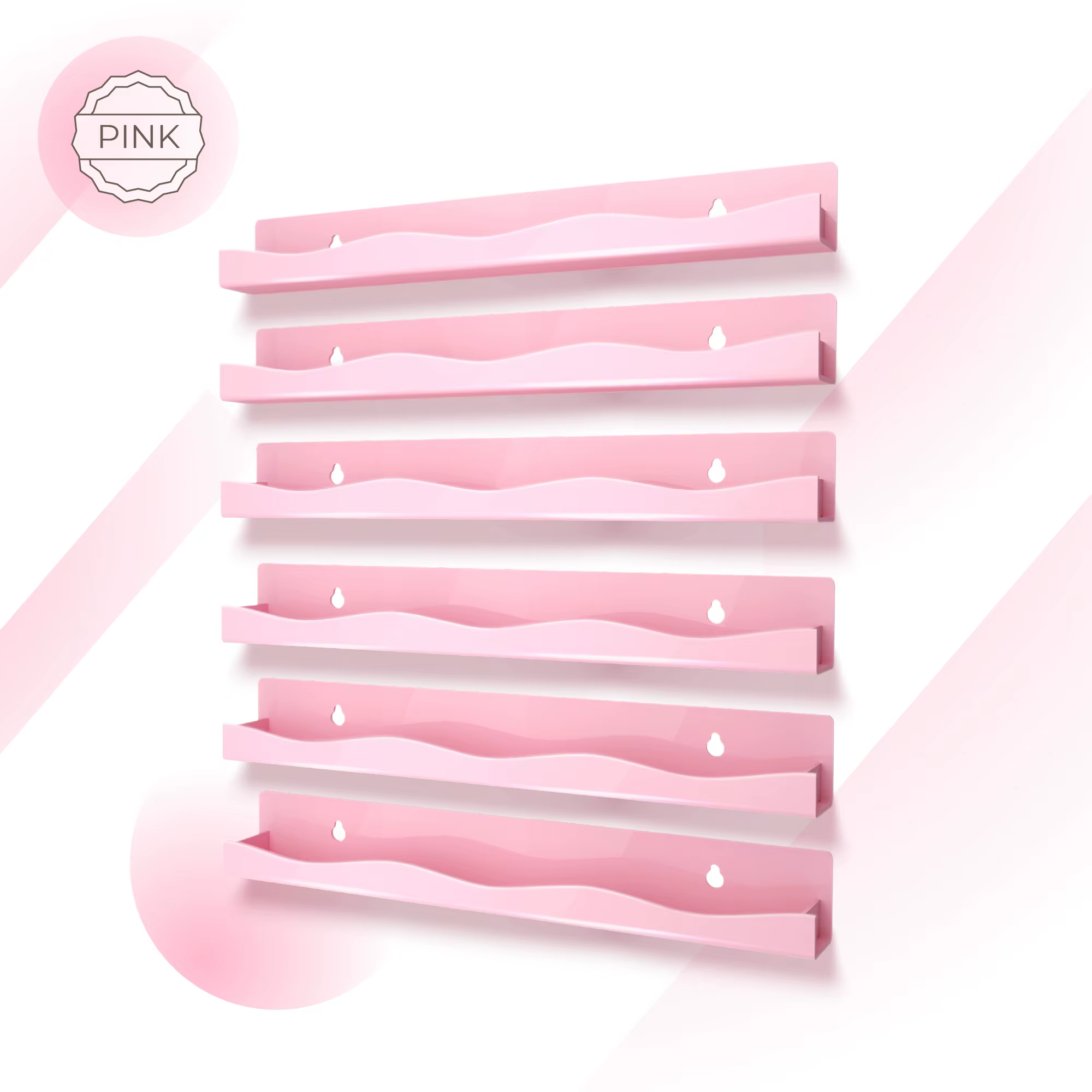 Support mural pour vernis à ongles: paquet de 6 organisateurs de vernis à ongles en acrylique rose c