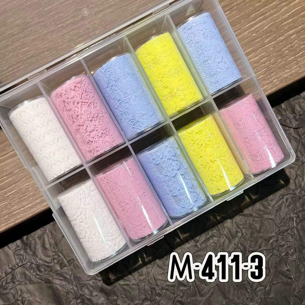 Autocollants pour ongles en dentelle à la mode, motif tulipe, noir et blanc, effet paillettes, décal