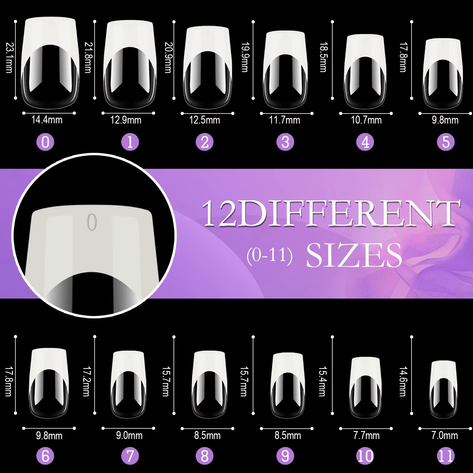 120 pièces/boîte acrylique français faux ongles multicolore carré amande ongles conseils couverture