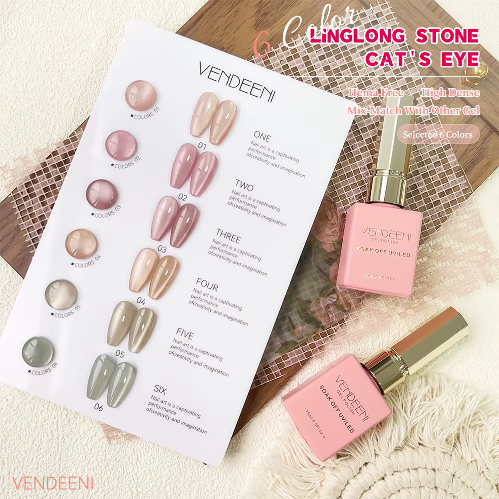 Vendeeni 6 couleurs magnétique oeil de chat Gel vernis à ongles ensemble rose UV LED tremper Gel ver