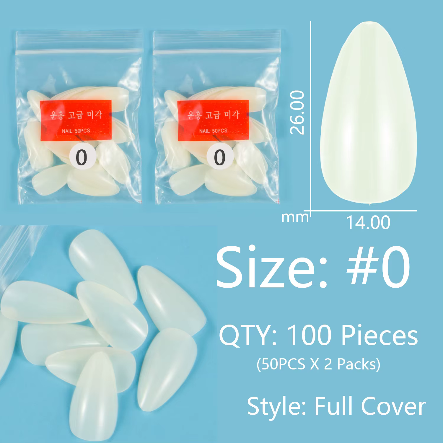 Faux ongles en diamant de même taille, couverture complète, taille spécifique, pointes, tailles 4 5 