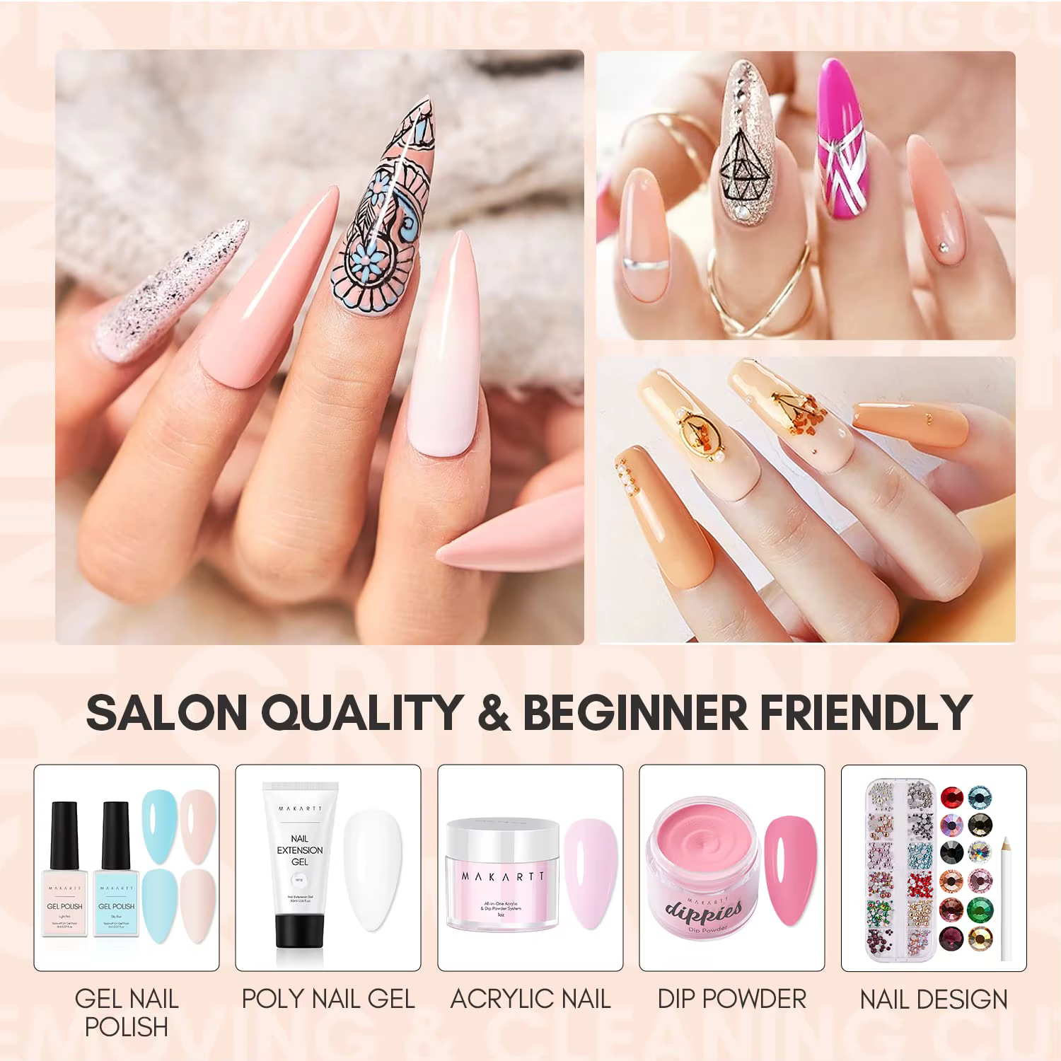 Ensemble de vernis gel Makartt, base et top coat, finition brillante sans résidu, gel base et top co