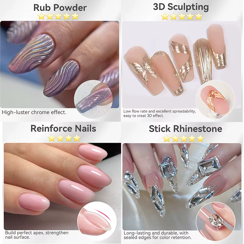 BORN PRETTY 30g 5 en 1 colle à ongles Gel multi-fonctionnel strass bâton Gel de renfort 3D façonnage