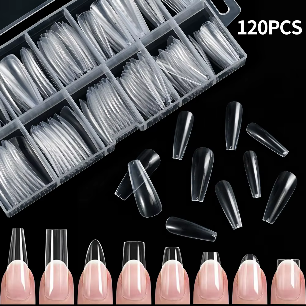 Ongles à pression en Gel souple et transparent, 8 styles, courts et longs, carrés/ovale/café, 12 tai