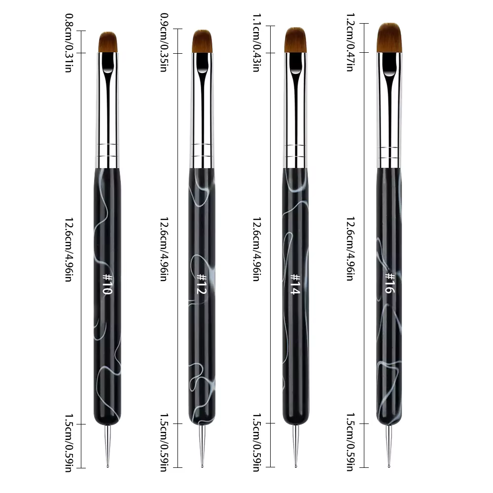 Ensemble de pinceaux pour Nail Art français, 4 pièces, brosse bidirectionnelle pour Nail Art avec ou