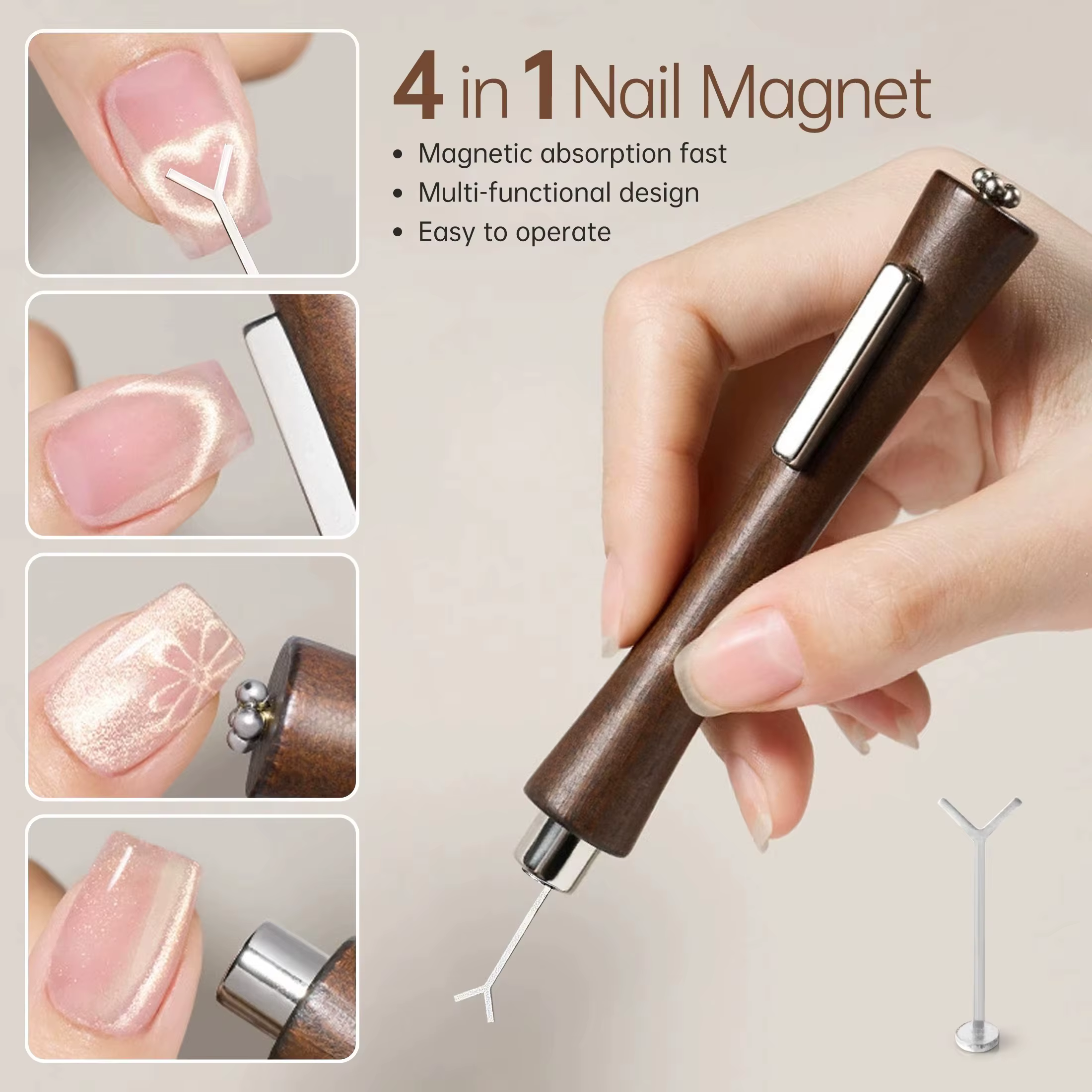 Bâton magnétique multifonctionnel puissant 3 en 1 pour Nail Art, avec fer en forme de Y, pour vernis