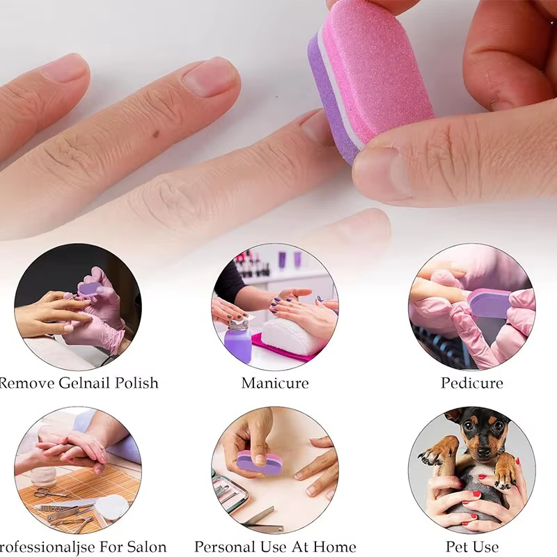 50 pièces Mini limes à ongles bloc 100/180 grain éponge tampons pour ongles en acrylique bloc de pol