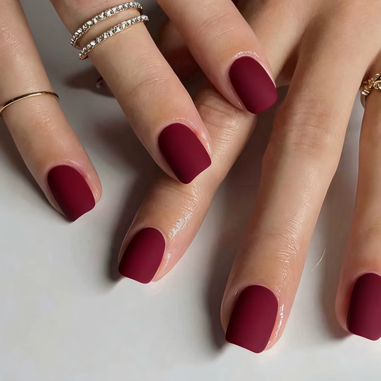 96 pièces-Style mat pressé moyen carré couleur unie ongles acrylique faux ongles cercueil acrylique