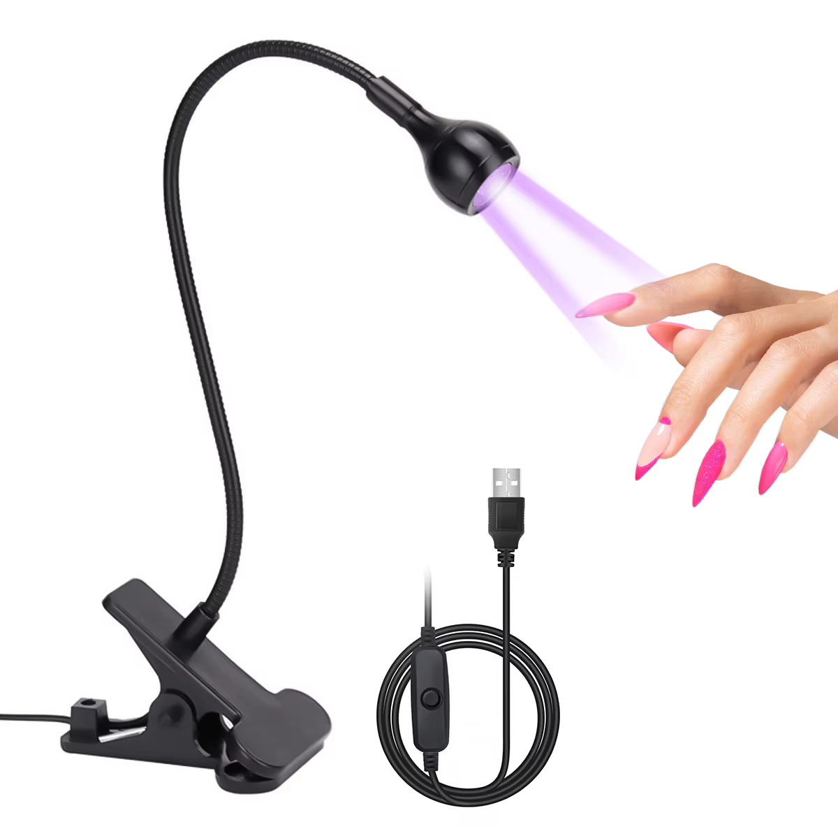 DianaBeauty UV LED lampe à ongles LED lumière UV avec pince et Tube Flexible manucure sèche UV lampe
