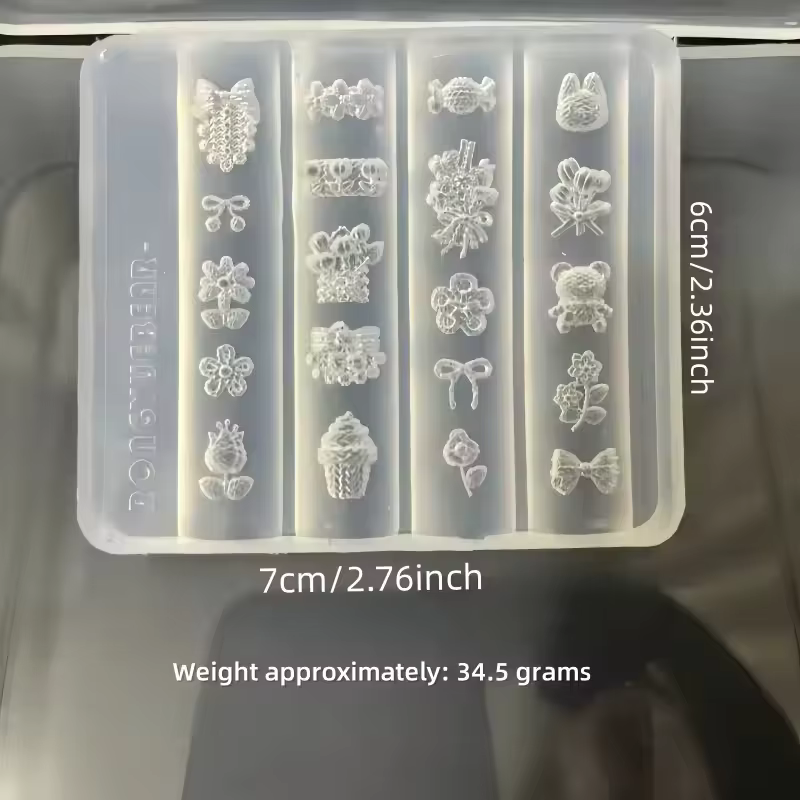 Modèles d'art d'ongle moule d'ongles Punk lapin ours dentelle arc 3D Silicone acrylique Relief brico