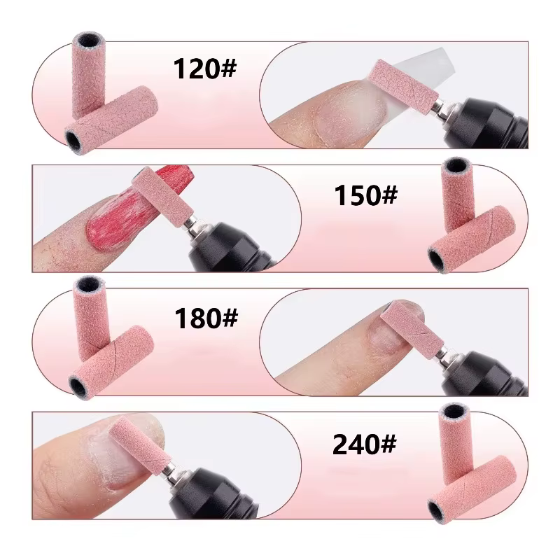 50/100 pièces Bandes de ponçage pour ongles de 3 mm - Grains 120/150/180/240 Mini embout de ponceuse