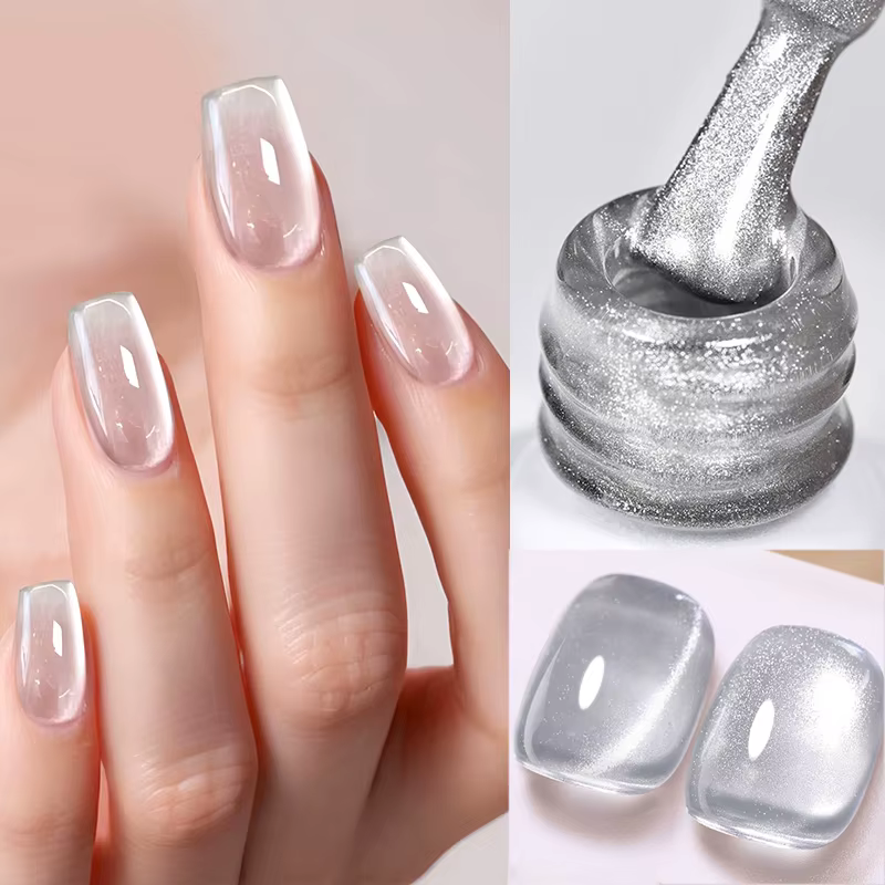 BORN PRETTY – vernis à ongles Gel magnétique en forme de chat, perle de verre scintillante, Flash bl