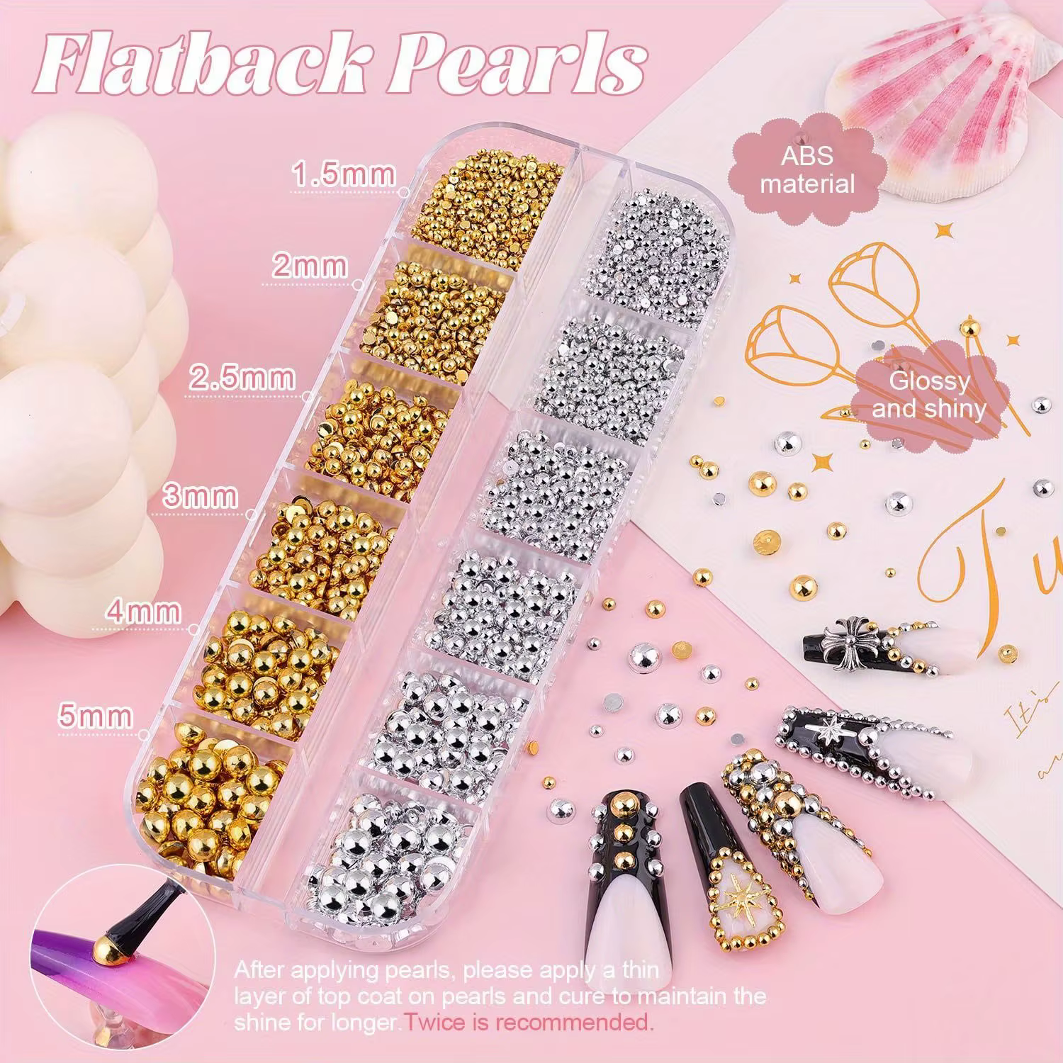 Perles plates en alliage pour ongles, accessoires de décoration, demi-perles, pièces de bijoux pour