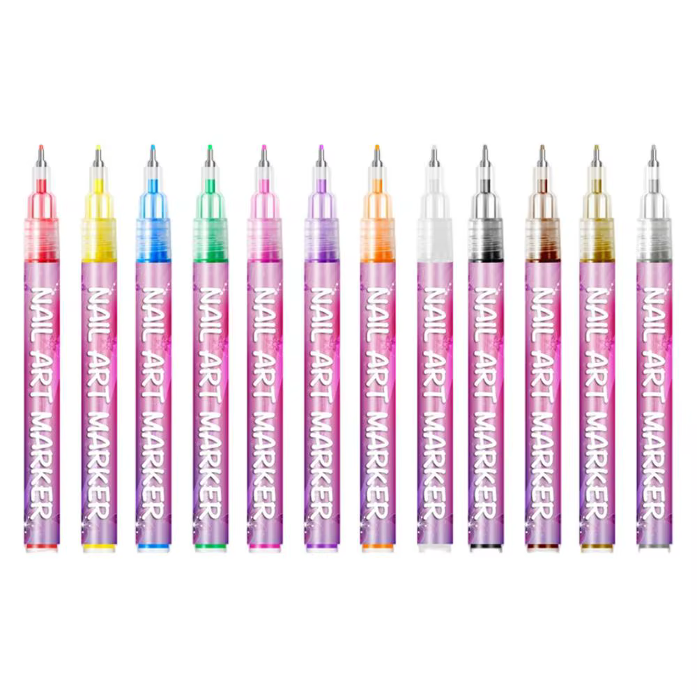 Stylos à ongles, 12 couleurs, outils portables pour la décoration et le dessin, pour enfants, pratiq