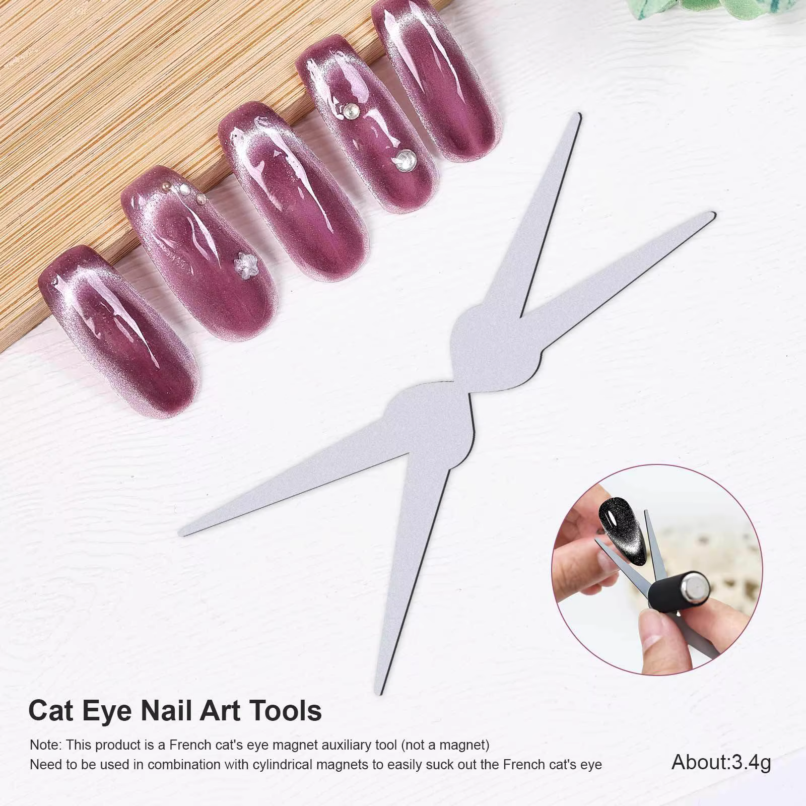 3D Double tête ongles forts forme française oeil de chat aimant effet magnétique Nail Art Gel vernis
