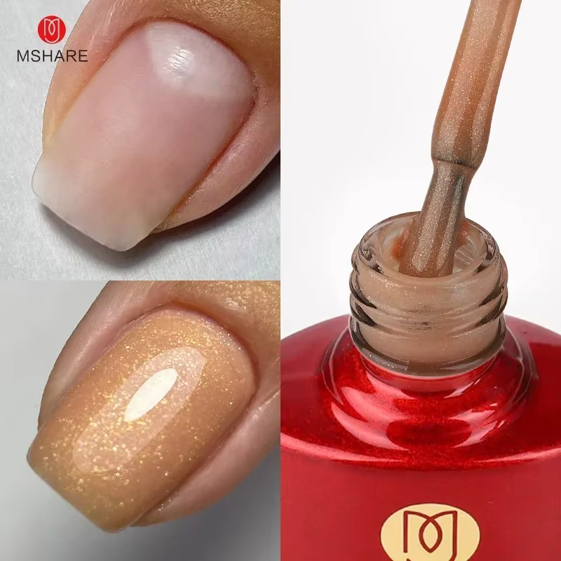 MSHARE – vernis Gel à Base en caoutchouc scintillant pour ongles, Camouflage, auto-niveau, couche de