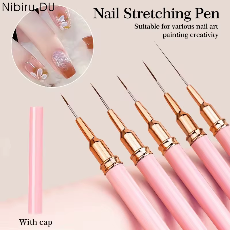 Ensemble de pinceaux pour Nail Art, 5 pièces, Kits de pinceaux pour ongles en Gel UV, ligne à rayure