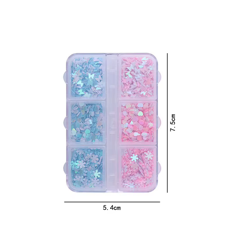 1 boîte papillon coeur étoile diverses formes Nail Art paillettes ongles paillettes flocons bricolag