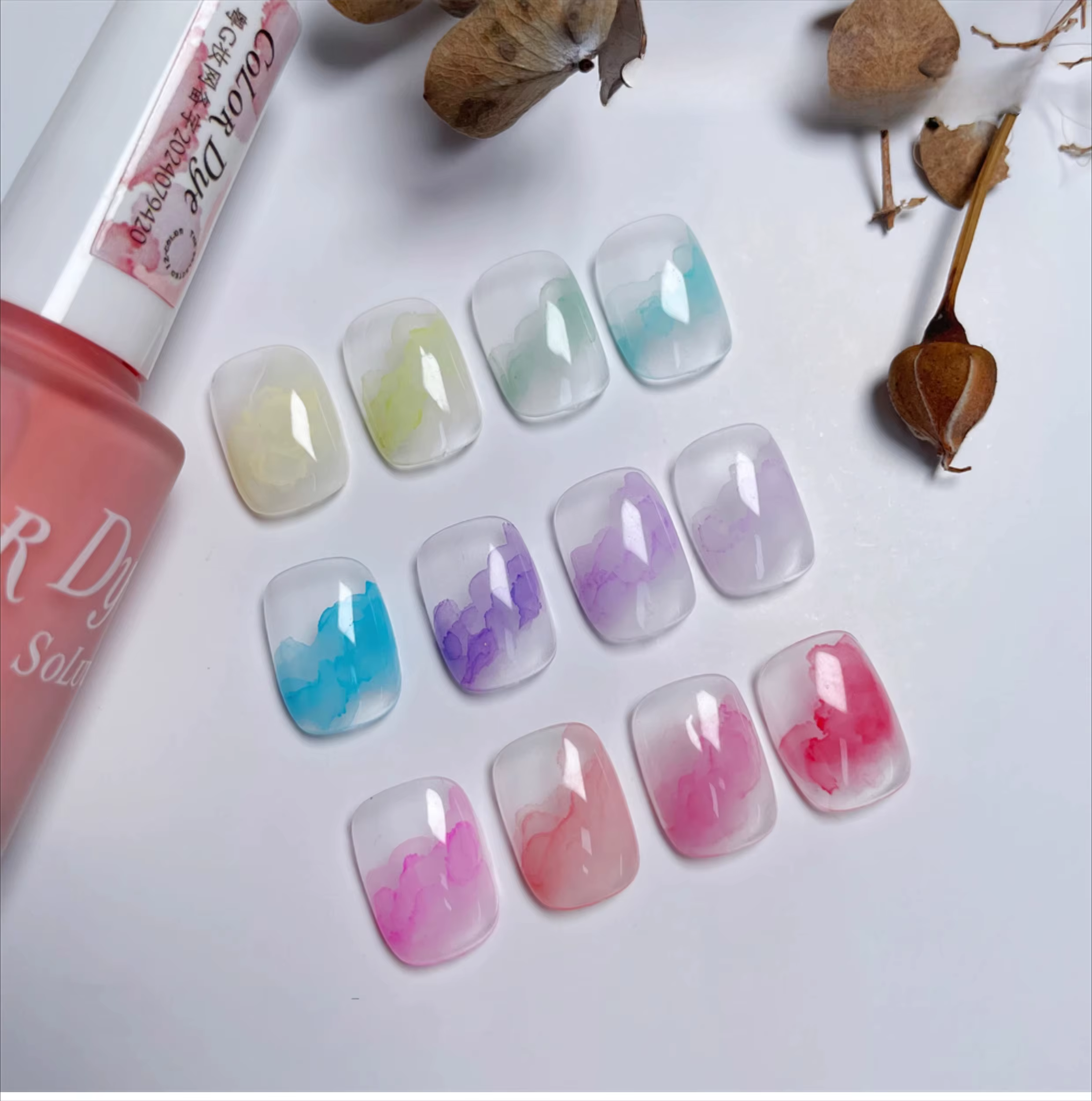 Vernis à ongles gel 15ml effet marbre aquarelle pour motifs floraux DIY, à estomper, UV LED, à retir