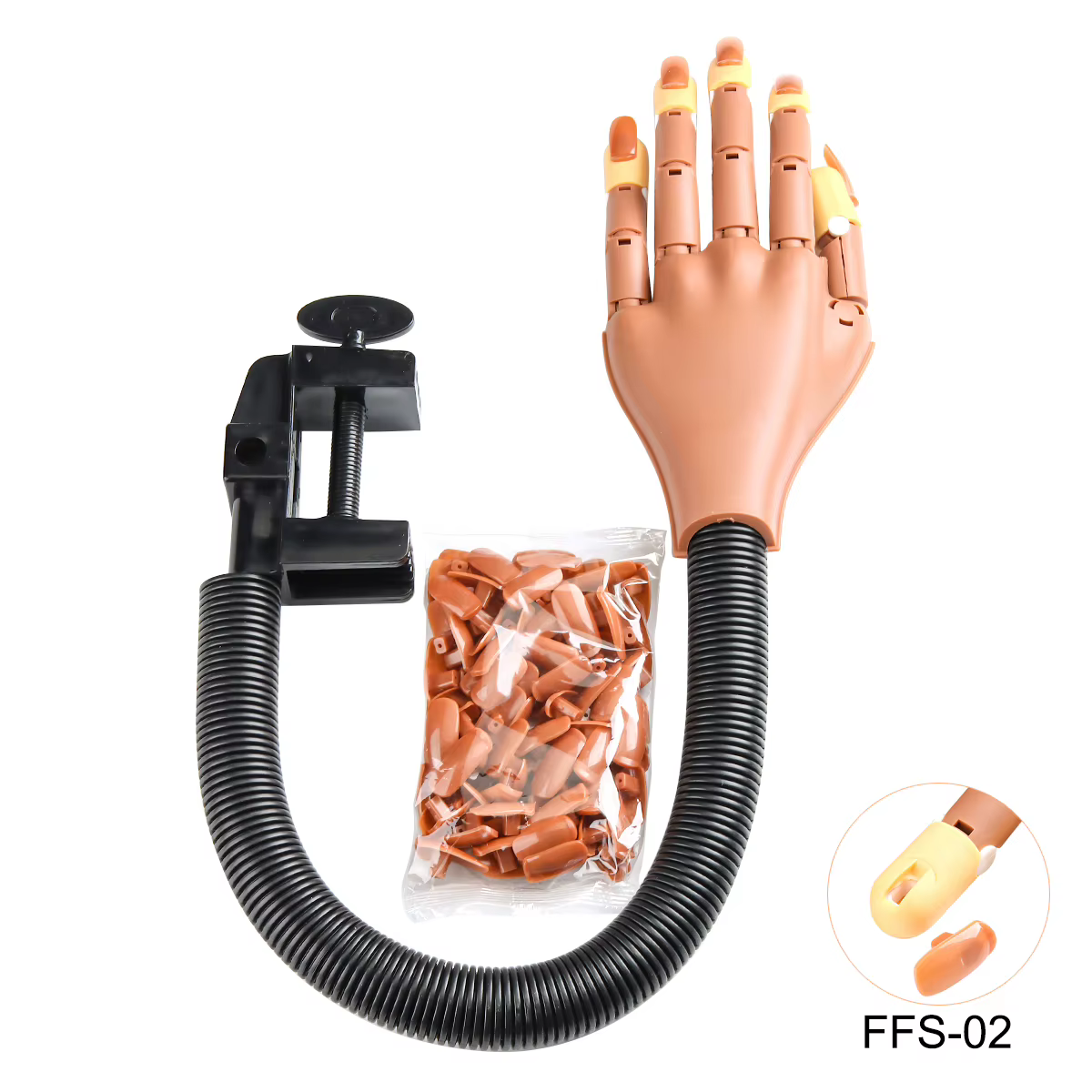 Kit d'entraînement pour nail art avec main prothétique, modèle de main réaliste en caoutchouc avec s