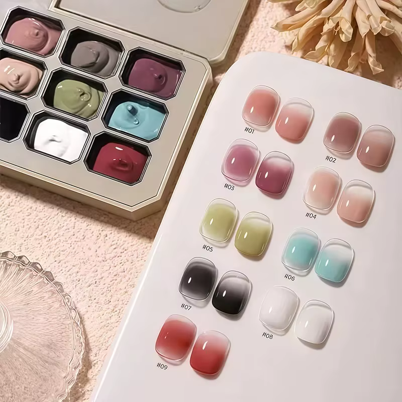 Vernis à ongles gel 9 couleurs dégradées haute saturation 2026, idéal pour la manucure française, co