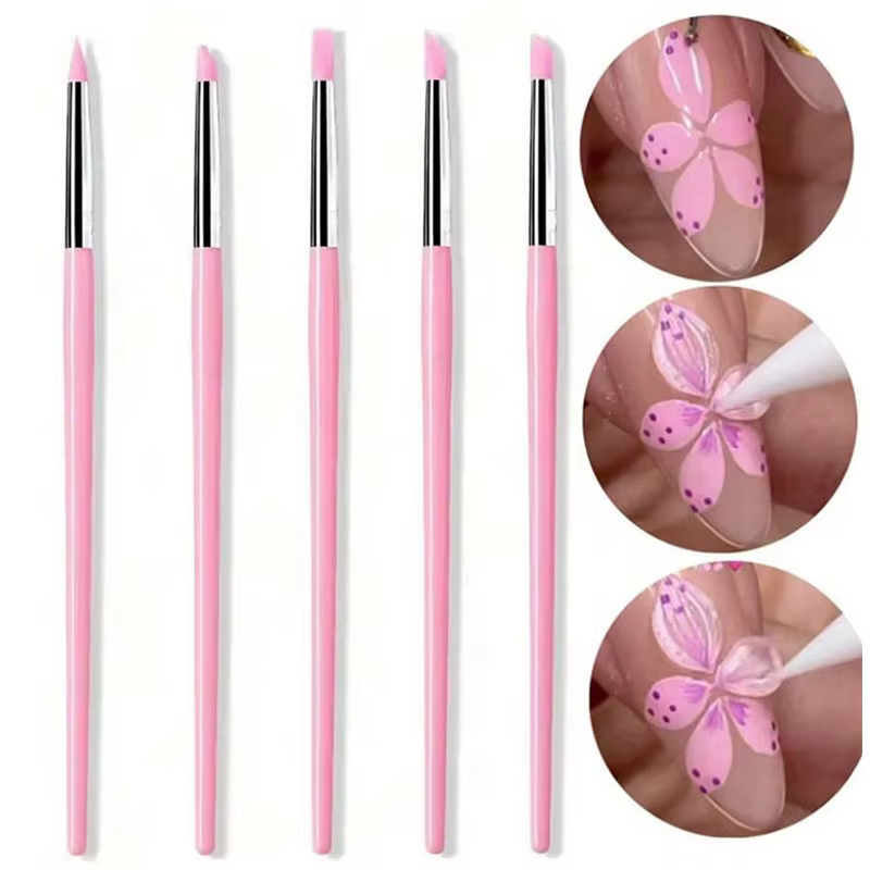 Brosse à ongles en Silicone, pointe de vernis Gel UV, Image 3D, bricolage, pointes, stylo, outils de
